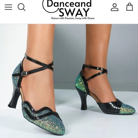 Dance and Sway Sparkling Glitter Closed Toe Ballroom Dance Shoes - Picture 1 of 6